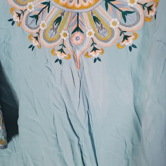 Soft Surroundings Turquoise River Island Embroidered Tunic - Picture 5 of 11